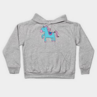 Happy Pony - sky blue and pink by Cecca Designs Kids Hoodie